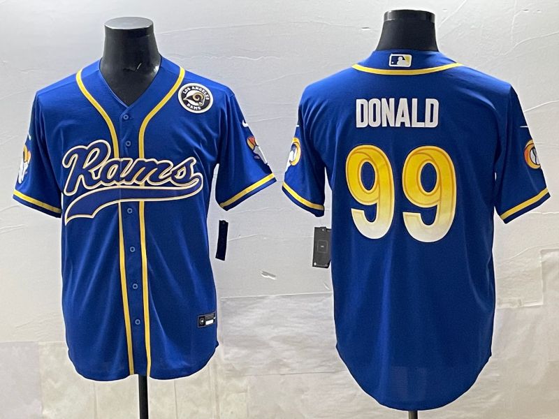 Men 2025 Los Angeles Rams 99 Donald Blue Second generation joint name Nike Limited NFL Jersey style 03